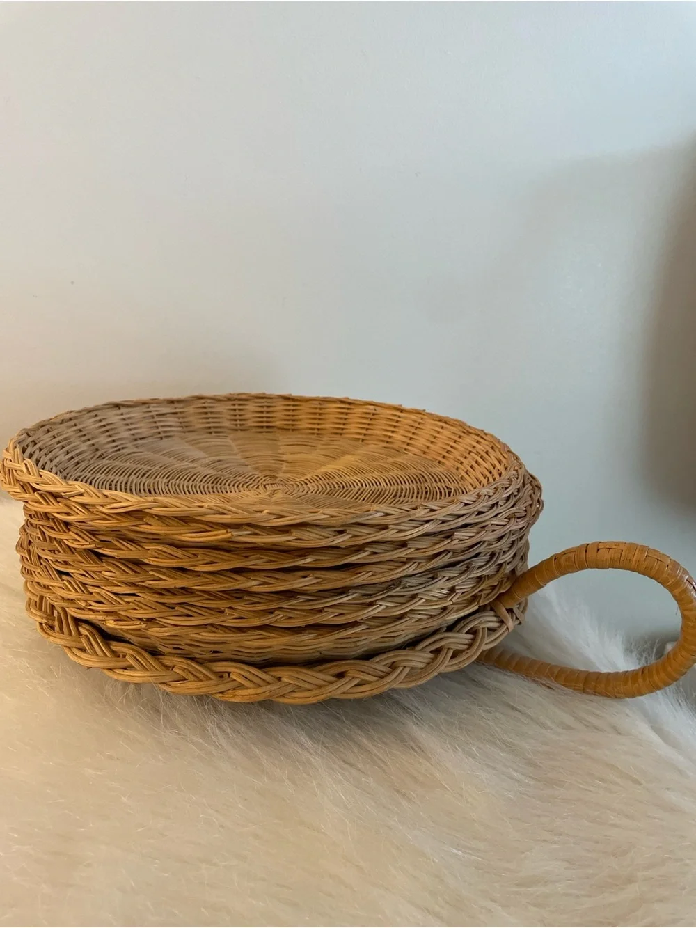 Vintage Basket Lot, paper plate holders Ratan decor